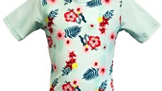 Tricou Protectie UV Copii, Protectie Solara UPF50+, Mint Floral, Marimea 6