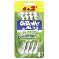 Aparat de Ras cu 3 Lame pentru Piele Sensibila - Gillette Blue 3 Sensitive, 8 buc - 1