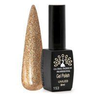 Oja semipermanenta, Global Fashion, Black Elite, 8 ml, Auriu 153 - 1