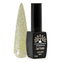 Oja semipermanenta, Global Fashion, Black Elite, 8 ml, Galben 154 - 1