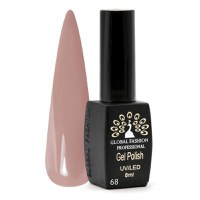 Oja semipermanenta, Global Fashion, Black Elite, 8 ml, Nude 068 - 1