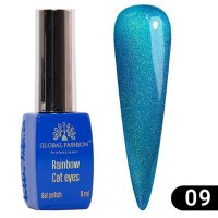 Oja semipermanenta, Global Fashion, Rainbow Laser Cat Eyes, 8 ml, Albastru 09 - 1