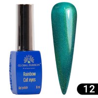 Oja semipermanenta, Global Fashion, Rainbow Laser Cat Eyes, 8 ml, Verde 12 - 1