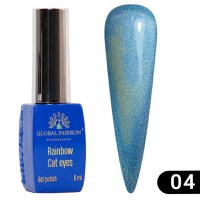 Oja semipermanenta, Global Fashion, Rainbow Laser Cat Eyes, 8ml, Albastru 04 - 1