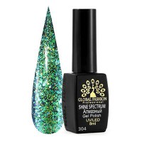 Oja semipermanenta, Global Fashion, Shine Spectrum, 8 ml , Verde 304 - 1