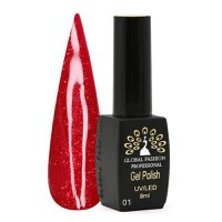 Oja semipermanenta, Global Fashion, Shine Spectrum Red, 8 ml, Rosu 01 - 1