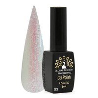 Oja semipermanenta, Global Fashion, Shine Star, 8 ml, Argintiu 03 - 1