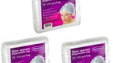 Pachet 3 x Casti Unica Folosinta din Material Netesut - Beautyfor Non-woven Disposable Caps, 100 buc