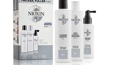 Pachet Impotriva Caderii Parului pentru Parul Natural cu Aspect Subtiat - Nioxin System 1, 300 ml+300 ml+100 ml