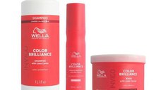 Pachet pentru Par Vopsit cu Fir Gros - Wella Professionals Invigo Color Brilliance Coarse: Sampon 1000 ml + Masca 500 ml + Spray Miracle BB 150 ml