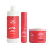 Pachet pentru Par Vopsit cu Fir Gros - Wella Professionals Invigo Color Brilliance Coarse: Sampon 1000 ml + Masca 500 ml + Spray Miracle BB 150 ml - 1