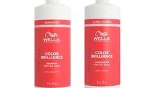 Pachet pentru Par Vopsit, Fin sau Normal - Wella Professionals Invigo Color Brilliance Vibrant Color: Sampon 1000 ml + Balsam 1000 ml