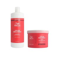 Pachet pentru Par Vopsit, Fir Gros - Wella Professionals Invigo Color Brilliance Vibrant Color: Sampon 1000 ml + Masca Coarse Hair 500 ml - 1