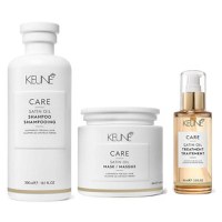 Pachet pentru Stralucire - Keune Care Satin Oil: Sampon 300 ml, Masca 200 ml, Ulei 95 ml - 1