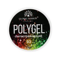 Polygel constructie unghii cu sclipici reflectorizant Disco Polygel 03, 15 g - 1