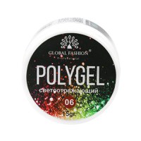 Polygel constructie unghii cu sclipici reflectorizant Disco Polygel 06, 15 g - 1