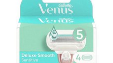 Rezerve Aparat de Ras cu 5 Lame pentru Piele Sensibila - Gillette Venus Extra Smooth Sensitive, 4 buc