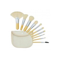 Set 10 Pensule Albe pentru Machiaj Travel Size - Mimo Makeup Brush Bamboo White, 10 buc - 1