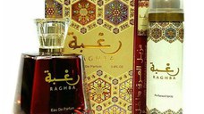 Set Apa de Parfum, 100 ml + Deodorant Spray, 50 ml, Unisex - Lattafa Perfumes, Raghba, 1 set