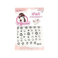 Sticker unghii, Global Fashion, 3D ,Nail Accessory Buterfly, Alb - negru, 1 set - 1