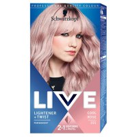 Vopsea de Par Permanenta - Schwarzkopf Live Color Lighter + Twist Permanent 2 in 1 Lightener + Pastel, nuanta 101 Cool Rose - 1