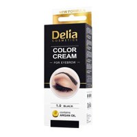 Vopsea pentru Sprancene cu Ulei de Argan Delia Cosmetics, nuanta 1.0 Negru, 15ml - 1