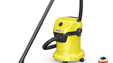 Aspirator multifunctional Karcher WD 3 V-17/4/20 1.628-127.0, Aspirare umeda si uscata, 17 l, Furtun 2 m, 1000 W, Sac filtru din hartie, Functie de suflare (Galben/Negru)