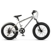 Bicicleta Copii Fat Bike Velors Hercules V2019B 20inch, Schimbator spate Shimano Tourney, Manete schimbator Shimano Rotative, Roti 20 inch, Frane Mecanice Disc, 7 viteze, Argintiu/Albastru - 1