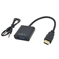 Cablu adaptor Spacer, HDMI tata - VGA+audio, 15cm - 1