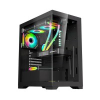 Carcasa 1STPLAYER Gaming MI7-A, Mid Tower, ARGB, Tempered Glass, Sloturi Expansiune 7 (Negru) - 1