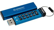 Stick USB Kingston Ironkey Keypad 200, 128GB, USB 3.2 (Albastru)