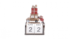 Calendar decorativ Craciun, lemn, 7,5x4x12 cm