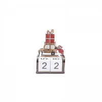 Calendar decorativ Craciun, lemn, 7,5x4x12 cm - 1