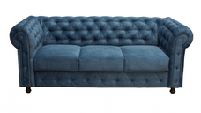 Canapea CHESTERFIELD extensibila, 3 locuri, cu arcuri, albastru, 205x90x80 cm