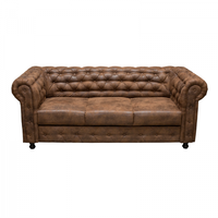 Canapea CHESTERFIELD extensibila, 3 locuri, cu arcuri, maro, 205x90x80 cm - 1