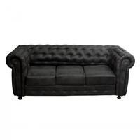 Canapea CHESTERFIELD extensibila, 3 locuri, cu arcuri, negru, 205x90x80 cm - 1