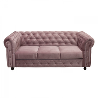 Canapea CHESTERFIELD extensibila, 3 locuri, cu arcuri, roz prafuit, 205x90x80 cm - 1