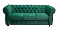 Canapea CHESTERFIELD extensibila, 3 locuri, cu arcuri, verde, 210x90x80 cm