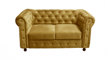 Canapea CHESTERFIELD fixa, 2 locuri, cu arcuri, galben, 168x90x80 cm