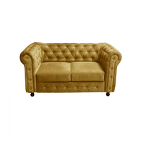 Canapea CHESTERFIELD fixa, 2 locuri, cu arcuri, galben, 168x90x80 cm - 1