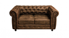 Canapea CHESTERFIELD fixa, 2 locuri, cu arcuri, maro deschis, 168x90x80 cm