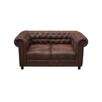 Canapea CHESTERFIELD fixa, 2 locuri, cu arcuri, maro inchis, 168x90x80 cm - 1