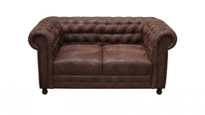 Canapea CHESTERFIELD fixa, 2 locuri, cu arcuri, maro inchis, 168x90x80 cm