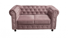 Canapea CHESTERFIELD fixa, 2 locuri, cu arcuri, roz prafuit, 168x90x80 cm