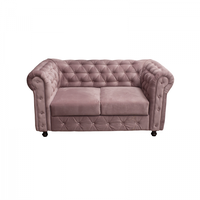 Canapea CHESTERFIELD fixa, 2 locuri, cu arcuri, roz prafuit, 168x90x80 cm - 1