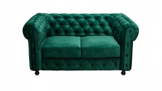 Canapea CHESTERFIELD fixa, 2 locuri, cu arcuri, verde, 168x90x80 cm