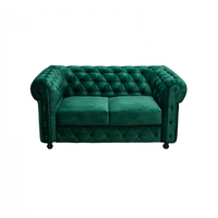 Canapea CHESTERFIELD fixa, 2 locuri, cu arcuri, verde, 168x90x80 cm - 1