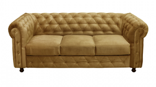 Canapea CHESTERFIELD fixa, 3 locuri, cu arcuri, galben, 205x90x80 cm