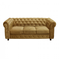 Canapea CHESTERFIELD fixa, 3 locuri, cu arcuri, galben, 205x90x80 cm - 1