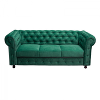 Canapea CHESTERFIELD fixa, 3 locuri, cu arcuri, verde, 205x90x80 cm - 1